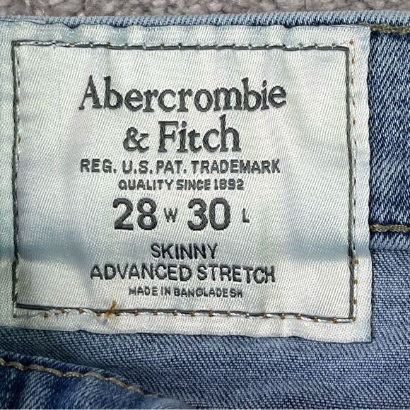 Abercrombie & Fitch Jeans Men's 28X27.5 Blue Skinny Mid-Rise Light Denim - Picture 5 of 11